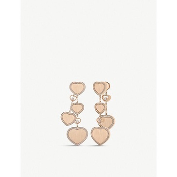 Chopard x 007 Happy Hearts Golden Hearts 18ct rose-gold and 0.31ct diamond earrings