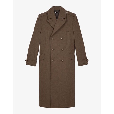 Double-breasted longline wool-blend coat