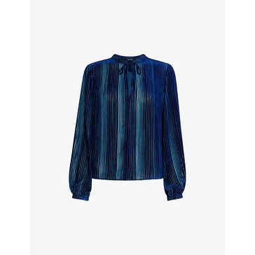 Devore velvet-texture woven blouse