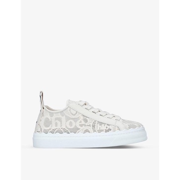 Lauren brand-motif lace trainers