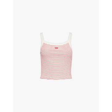 Essential Sporty striped cotton-blend jersey top