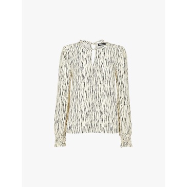 Shibori stripe-pattern woven blouse