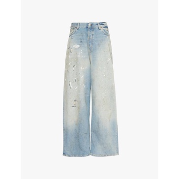 Trafalgar distressed wide-leg mid-rise denim-blend jeans