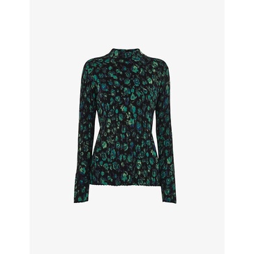 Floral-print funnel-neck cotton-blend jumper