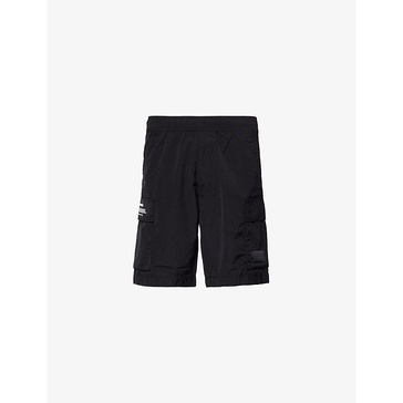 Brand-print brand-patch cotton-blend cargo shorts