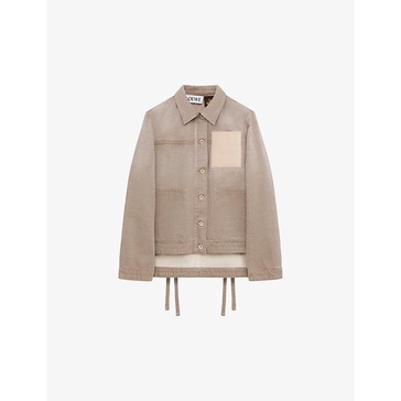 Loewe x Paula's Ibiza Anagram-patch asymmetric-front relaxed-fit denim workwear jacket