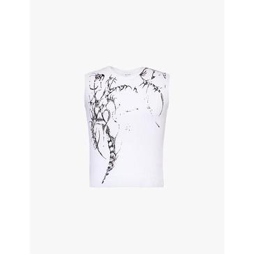 Graphic-print sleeveless cotton top