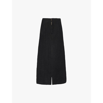 Gauche slit wool-blend midi skirt