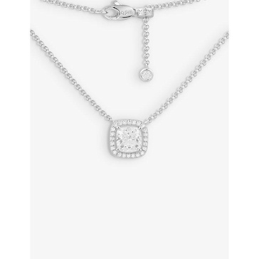 Square sterling-silver and cubic-zirconia pendant necklace