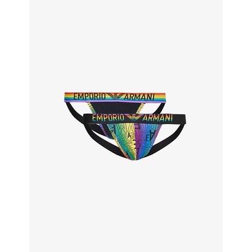 Rainbow-logo pack of two stretch-cotton jockstraps