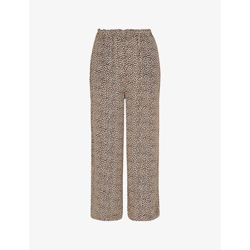 Leopard-print elasticated-waist woven trousers