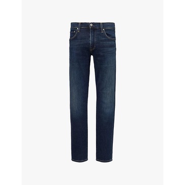 London slim-fit tapered-leg mid-rise  stretch-denim and cashmere jeans