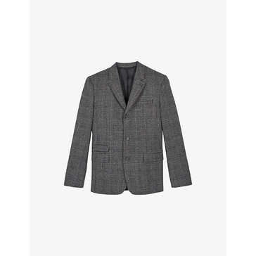 Notch-lapel single-breasted checked wool blazer