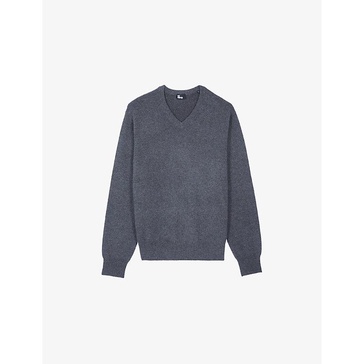 V-neck relaxed-fit woven jumper