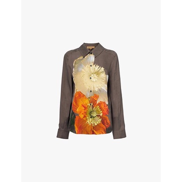 Floral graphic-print relaxed-fit woven shirt