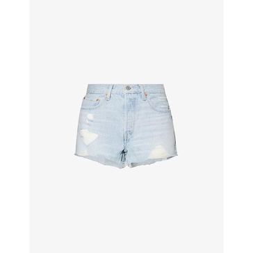 501 Original high-rise stretch-denim shorts