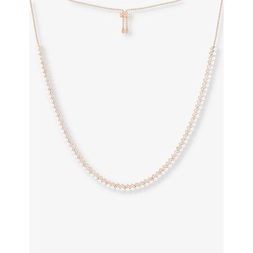 Up And Down 18ct rose gold-plated metal, zirconia and pearl necklace