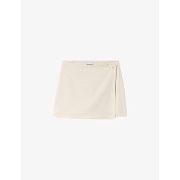 Straight-cut flared stretch-woven skort