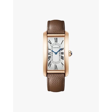 CRWGTA0277 Tank Americaine large 18ct rose-gold and leather mechanical watch