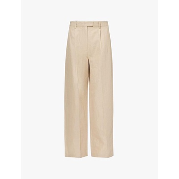 Newman wide-leg high-rise cotton and linen-blend trousers