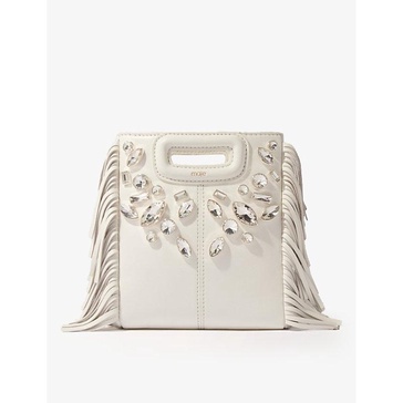 Diamanté-embellished tassel-trim leather shoulder bag