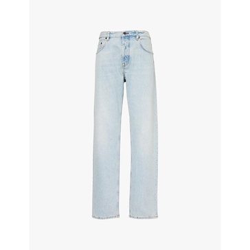 Faded-wash straight-leg high-rise jeans