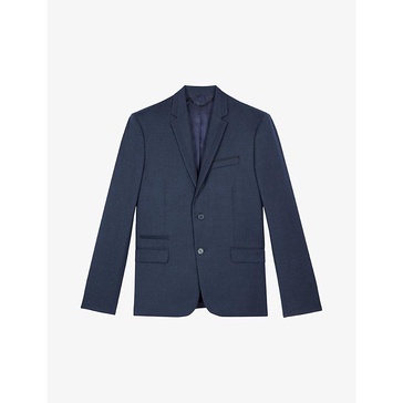 Notch-lapel fitted wool jacket