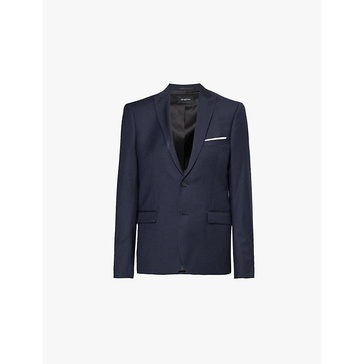 Peak-lapel single-breasted wool blazer