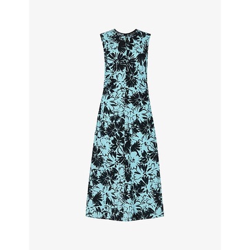 Pansy graphic-print slim-fit stretch-cotton midi dress