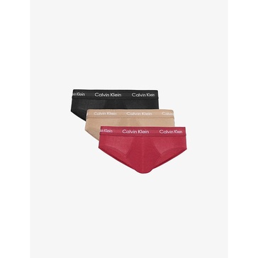 Branded-waistband pack of three stretch-cotton briefs