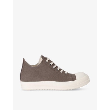 Contrast-toe lace-up canvas low-top trainers