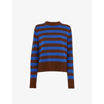 Stripe-detail ribbed wool jumper