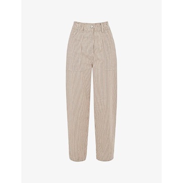 Tessa stripe-pattern mid-rise straight-leg cotton-blend trousers