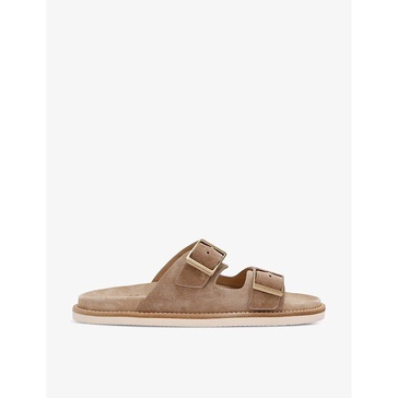 double-buckle suede sandals