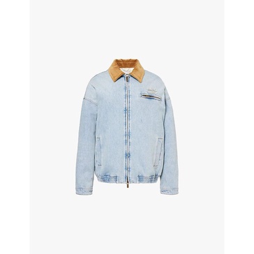 Contrast-collar relaxed-fit denim jacket