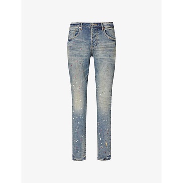 Vintage-effect dropped-fit slim-leg denim jeans