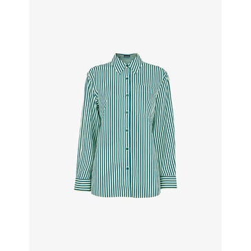 Relaxed-fit stripe-print linen-blend shirt