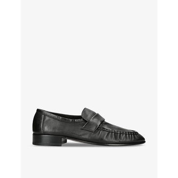 Gathered leather loafers