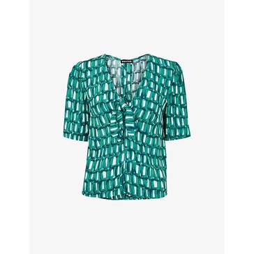 Linked Smudge tie-front woven top