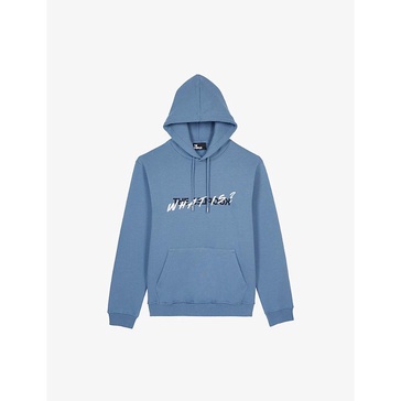 Graphic-text drawstring-hood cotton-jersey hoody