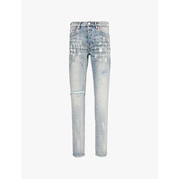 P001 Paint blowout low-rise slim-fit stretch-denim jeans