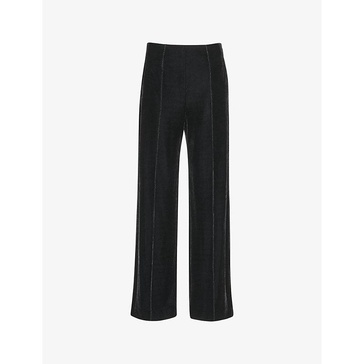 Wide-leg mid-rise velvet trousers