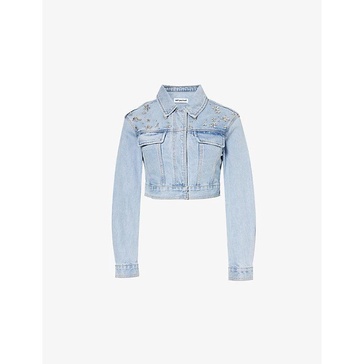 Cropped boxy-fit denim jacket