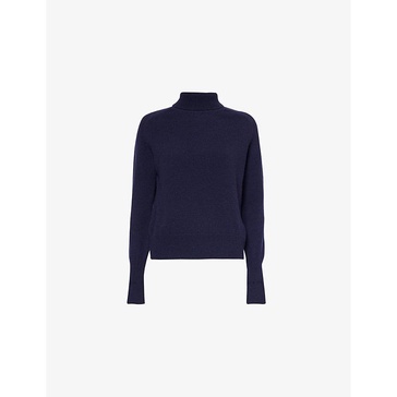 Brand-embroidered roll-neck wool jumper