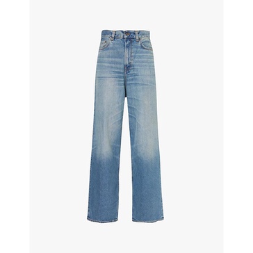 Jo Blue logo leather-patch wide-leg mid-rise denim jeans