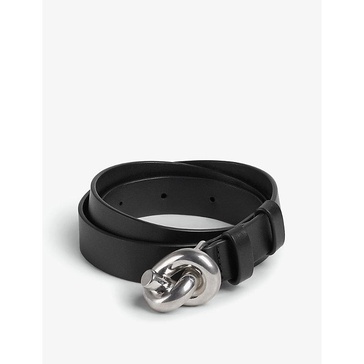 Knot leather and silver-tone hardware belt