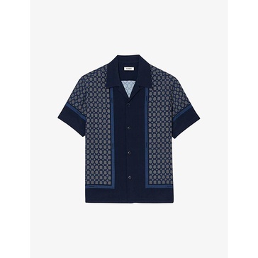 Graphic panel-print woven shirt