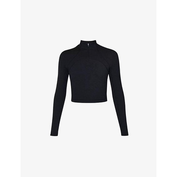 Super Soft half-zip long-sleeve stretch-jersey top