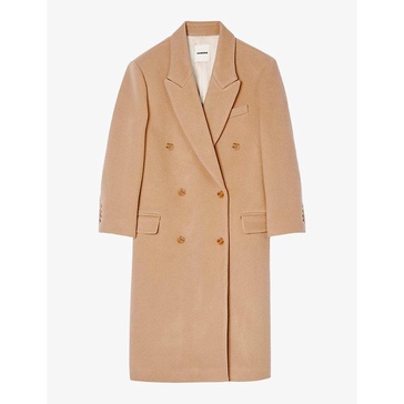 Peak-lapel oversized-fit wool-blend coat