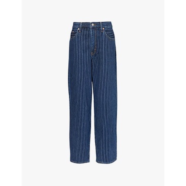 Baggy Dad striped relaxed-fit denim jeans